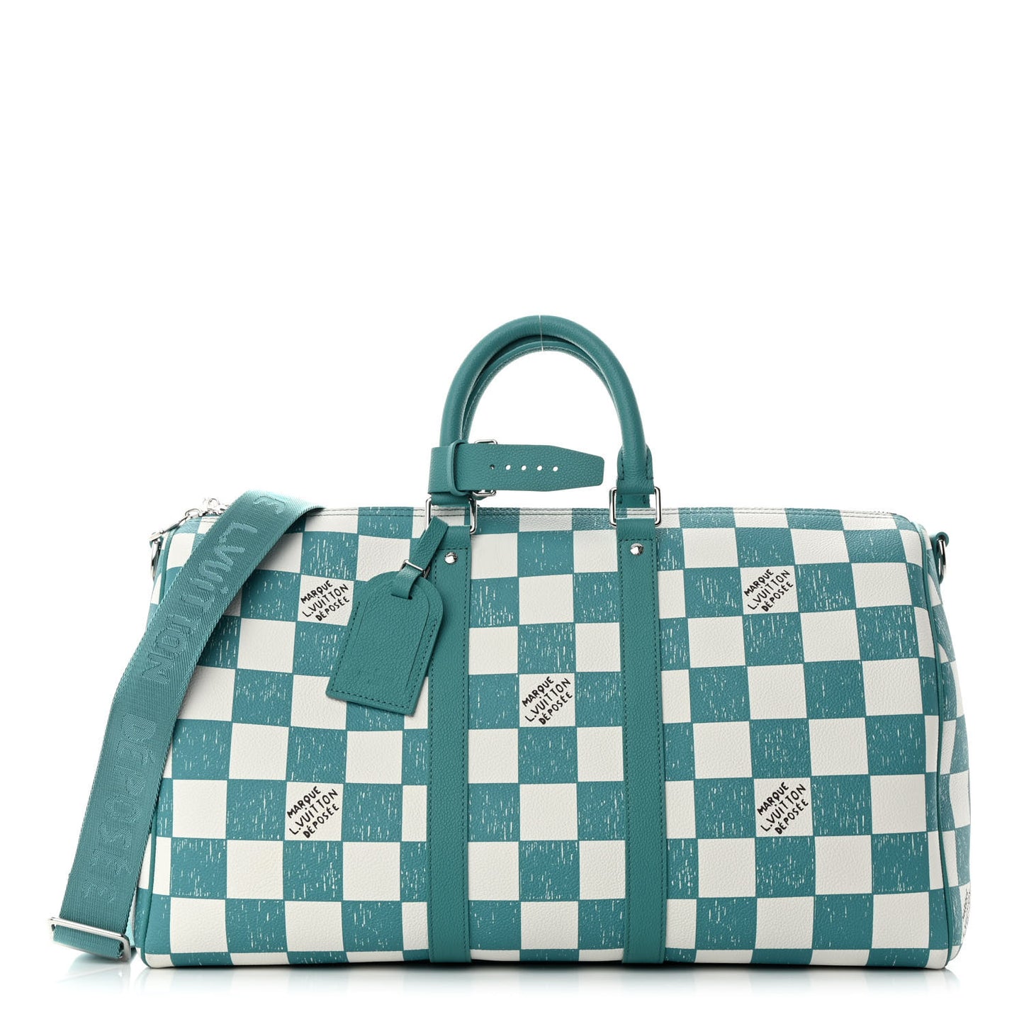 Calfskin Damier Keepall Bandouliere 45 Teal