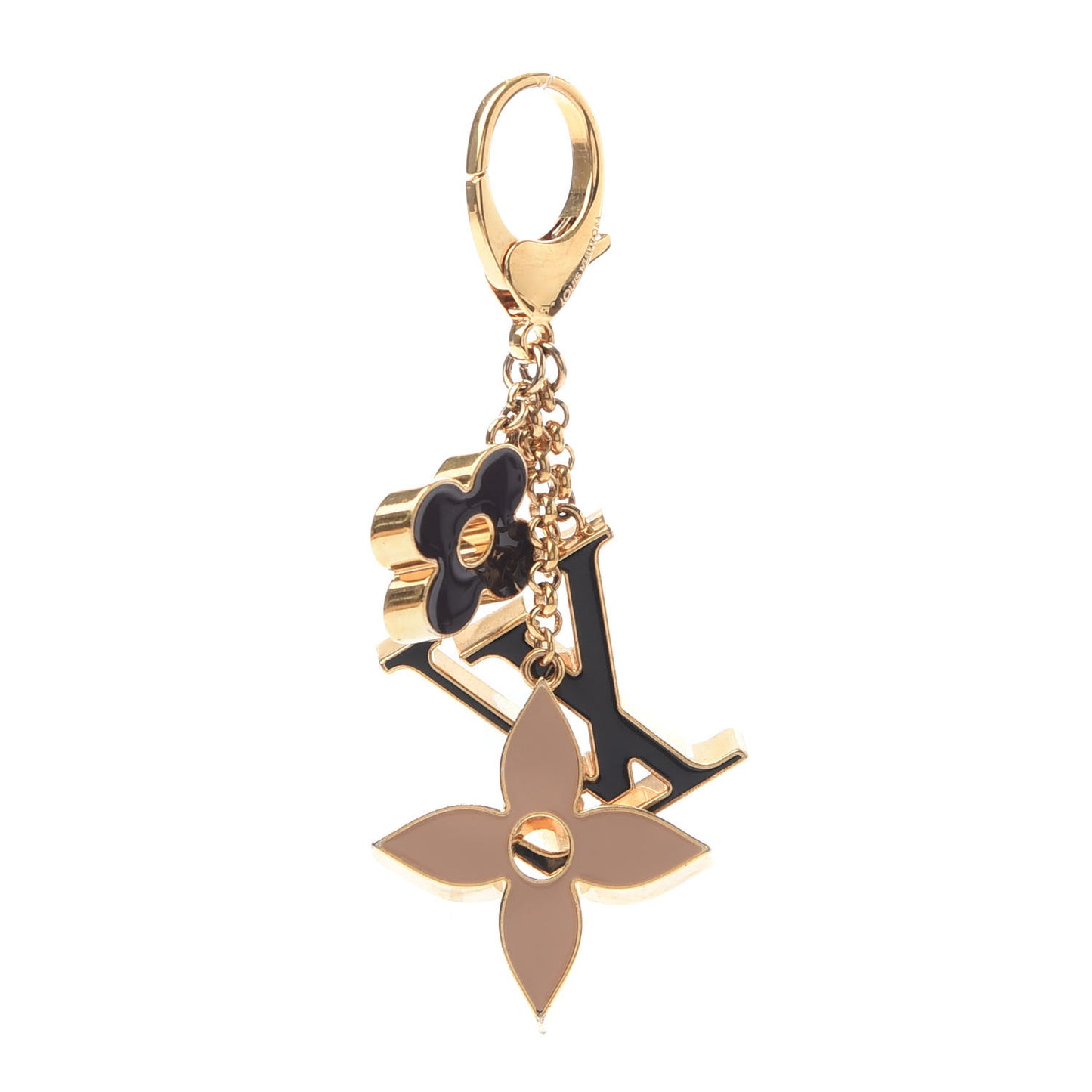 Fleur De Monogram Bag Charm Dore