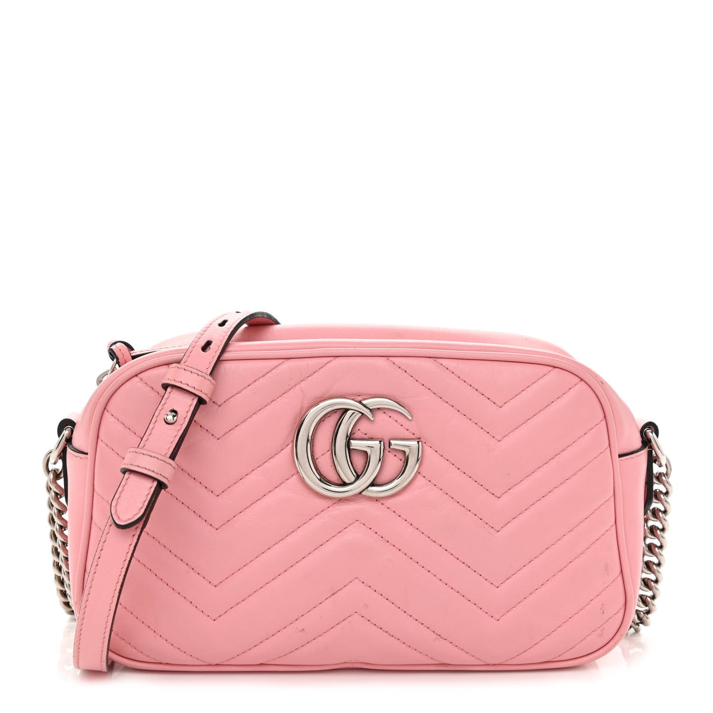 Calfskin Matelasse Small GG Marmont Chain Shoulder Bag Wild Rose