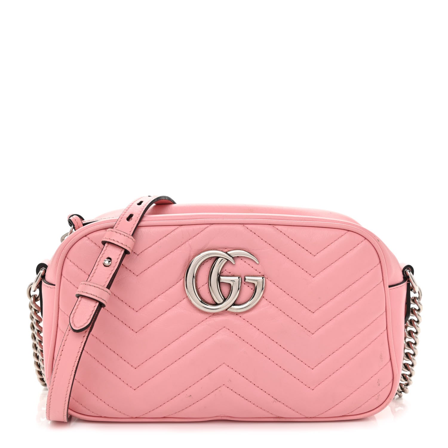 Gucci Calfskin Matelasse Small GG Marmont Chain Shoulder Bag Wild Rose 1 of 12