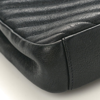 Saint Laurent Sheepskin Matelasse Chevron Monogram Monochrome Medium College Bag Black 9 of 12