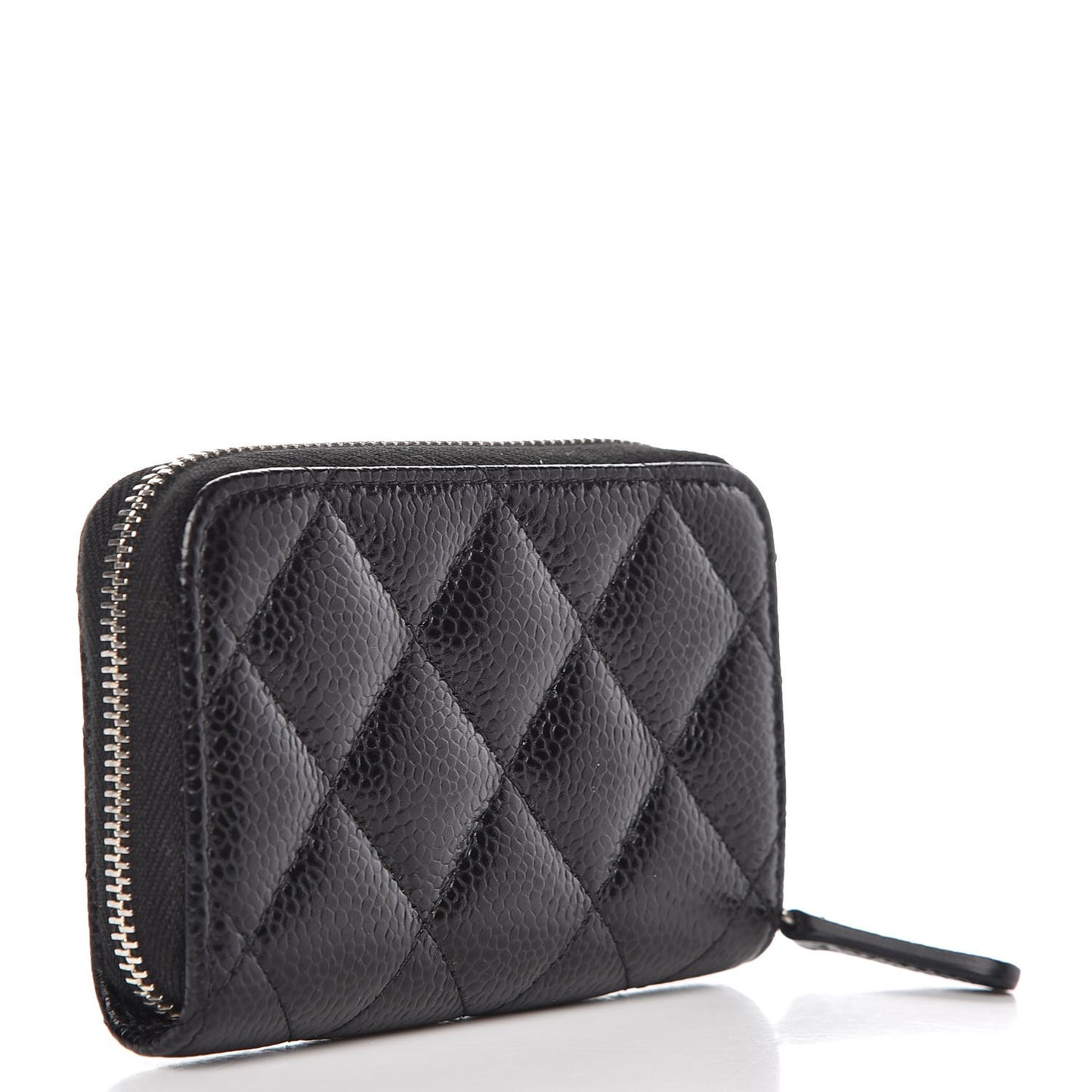 Caviar Quilted Zip Coin Purse Black