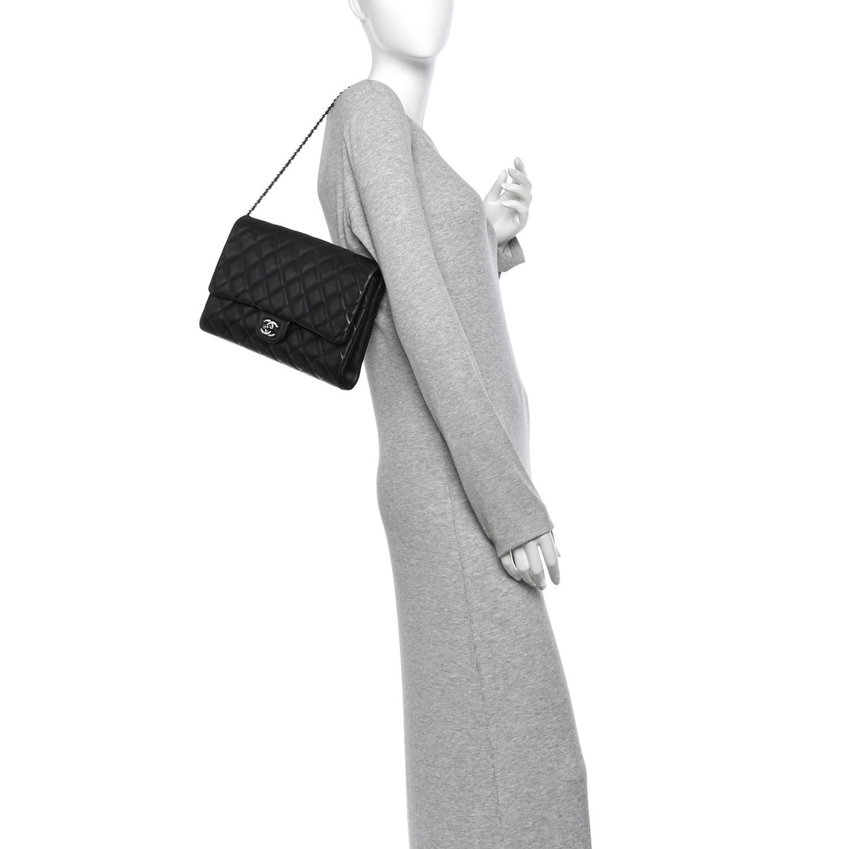 Chanel Lambskin Quilted Clutch with Chain Flap Black 2 of 10
