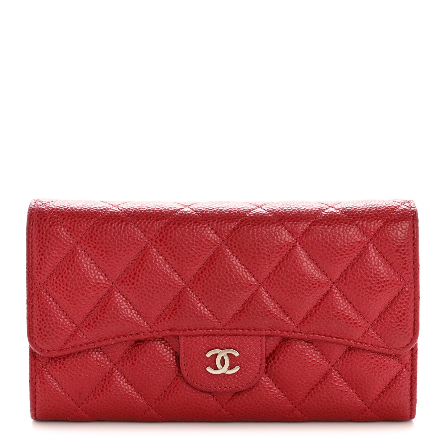 Caviar Quilted Large Flap Wallet Red