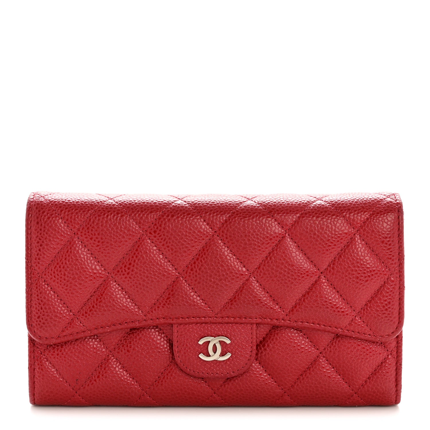 Chanel Caviar Quilted Large Flap Wallet Red 1 of 12
