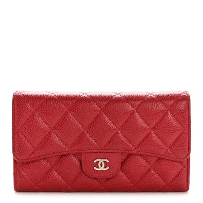 Chanel Caviar Quilted Large Flap Wallet Red 1 of 12