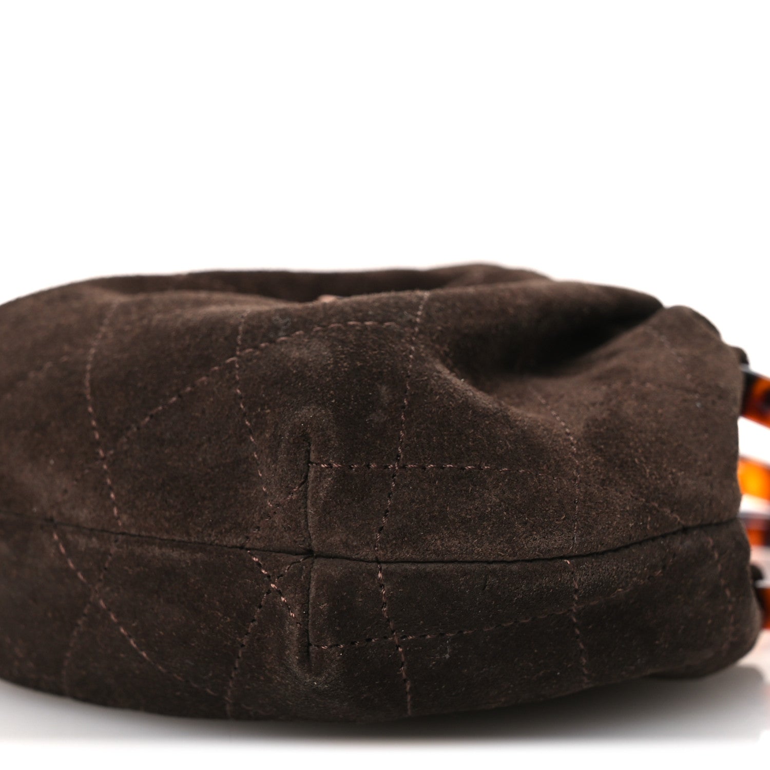 Chanel Suede Calfskin Plexiglass Tortoise Shell Quilted Mini Pouch Brown 10 of 10