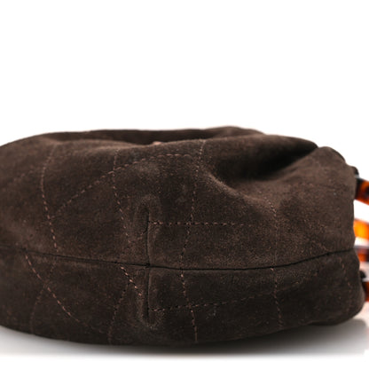 Chanel Suede Calfskin Plexiglass Tortoise Shell Quilted Mini Pouch Brown 10 of 10
