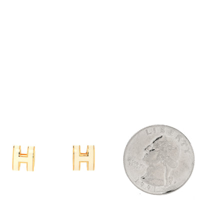 Hermes Gold Lacquered Mini Pop H Earrings White 2 of 5