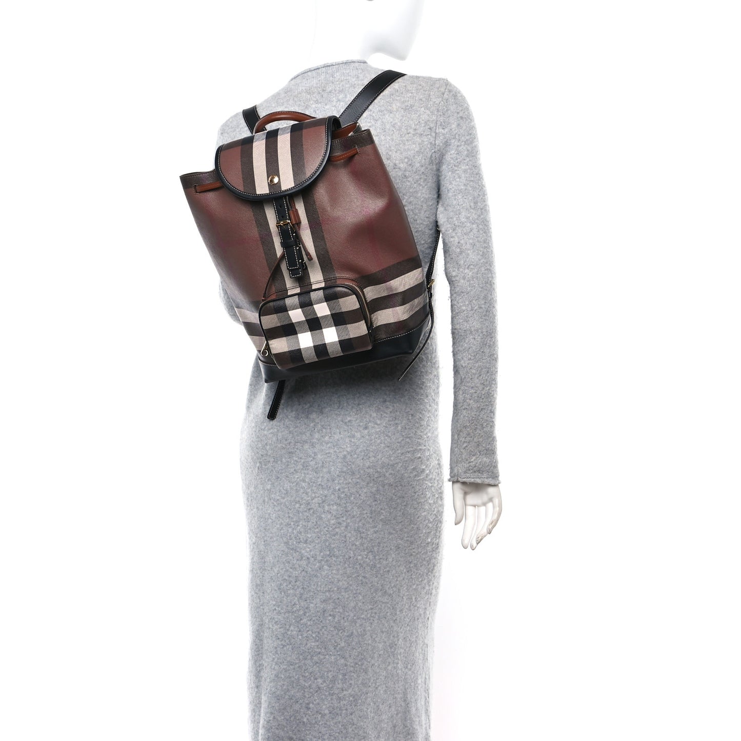 E-Canvas Check Medium Backpack Dark Birch Brown