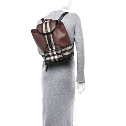 Burberry E-Canvas Check Medium Backpack Dark Birch Brown 2 of 9
