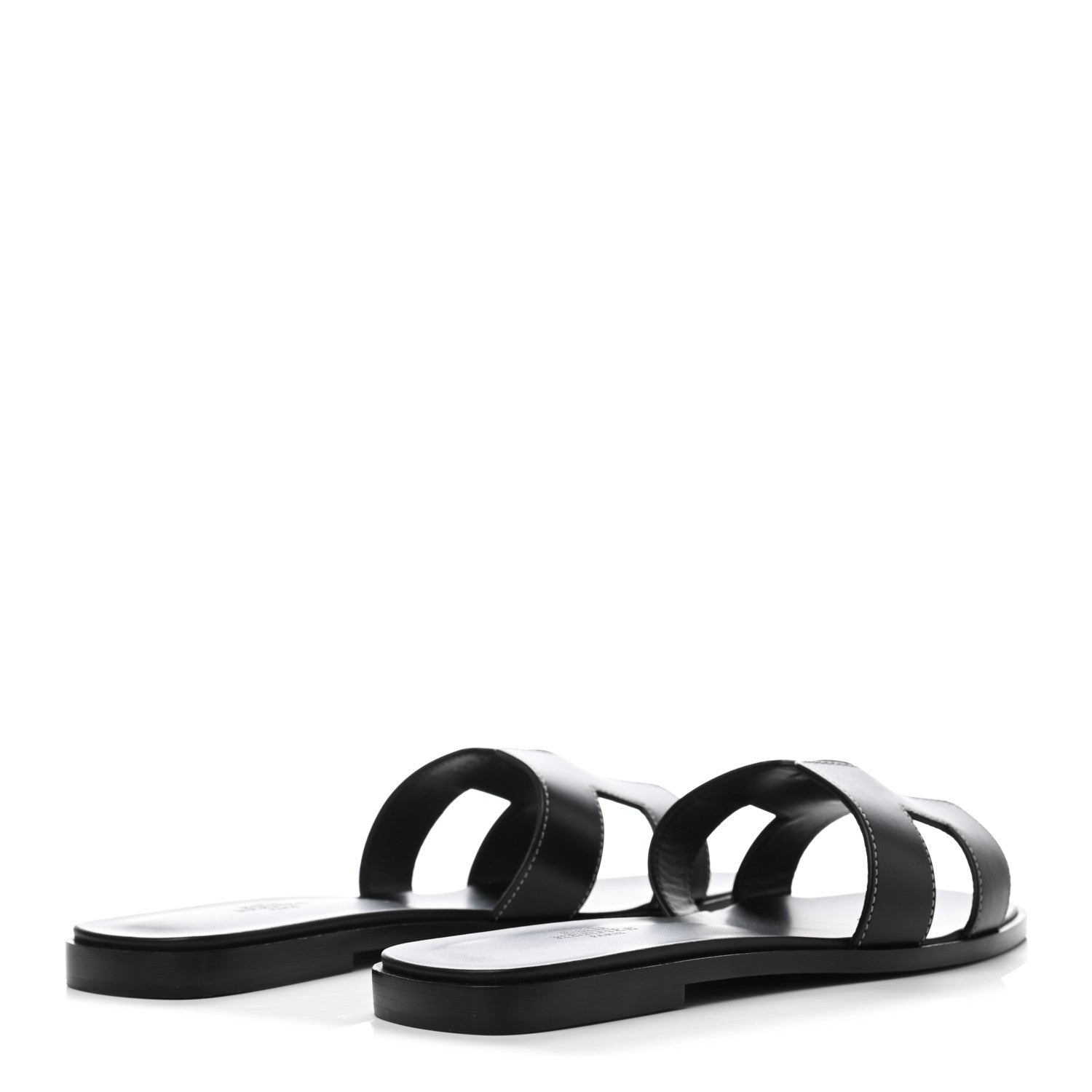 Hermes Box Calfskin Oran Sandals 39.5 Black 4 of 8