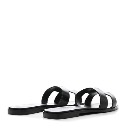 Hermes Box Calfskin Oran Sandals 39.5 Black 4 of 8
