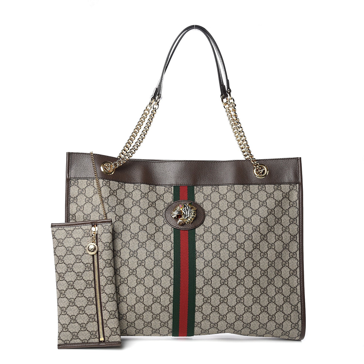 Gucci GG Supreme Monogram Large Rajah Chain Tote Beige New Acero 1 of 9