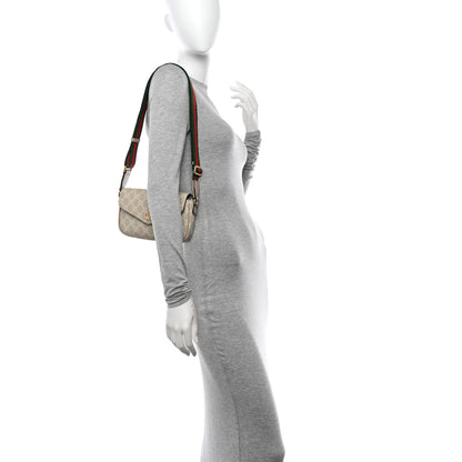 Gucci GG Supreme Monogram Textured Dollar Calfskin Web Mini Ophidia Envelope Shoulder Bag Beige Mystic White Oatmeal 2 of 13