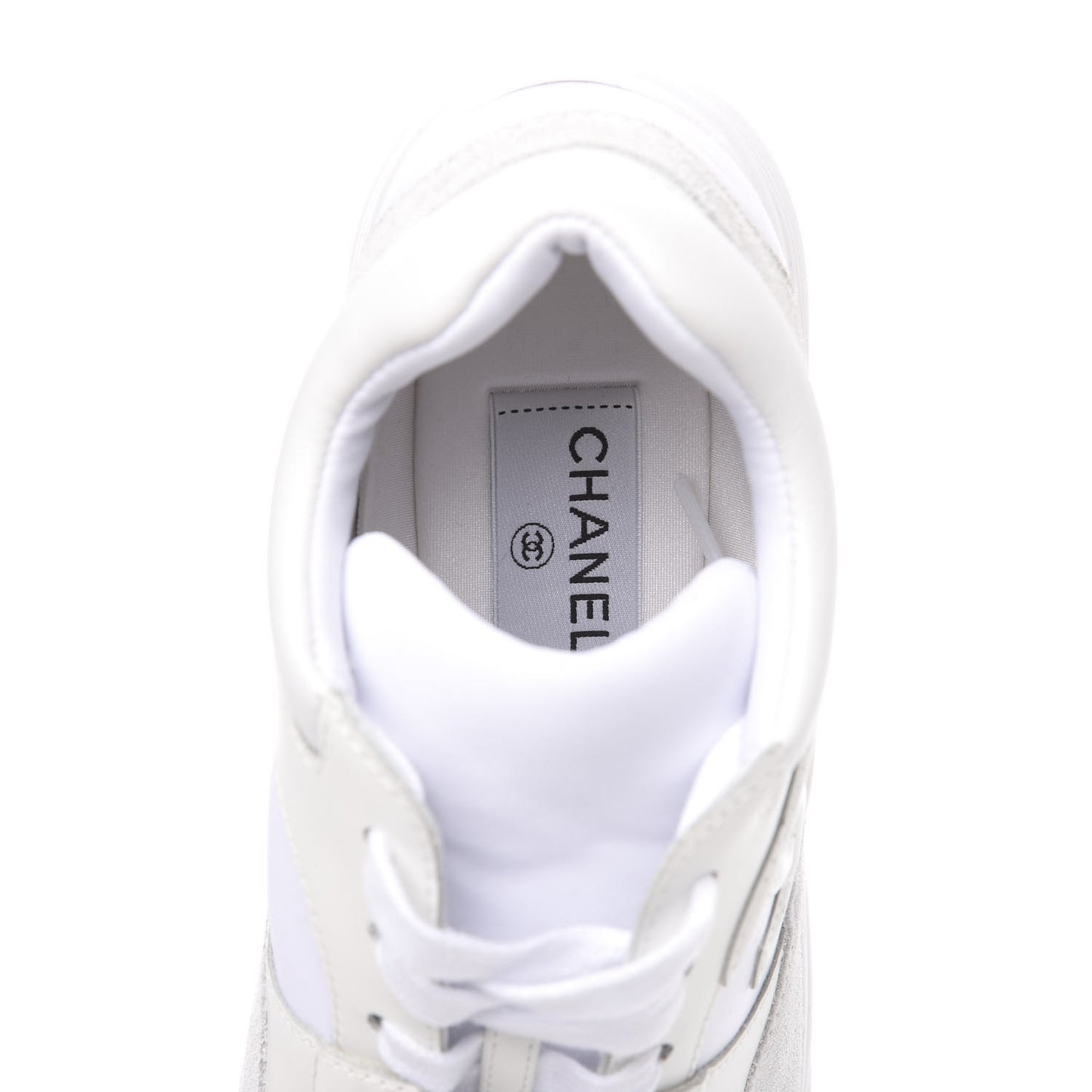 Suede Calfskin Fabric CC Sneakers 38.5 White