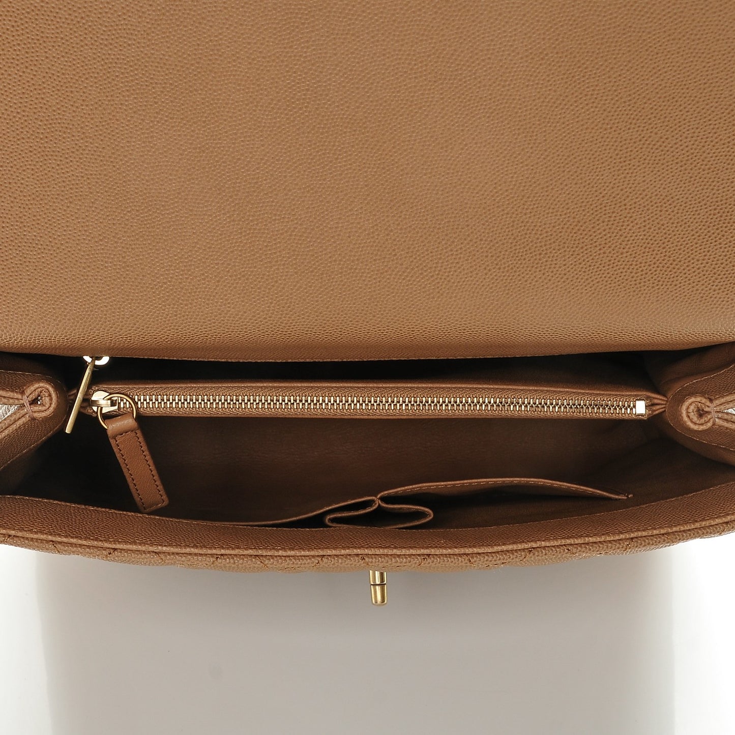 Caviar Lizard Quilted Large Coco Handle Flap Beige