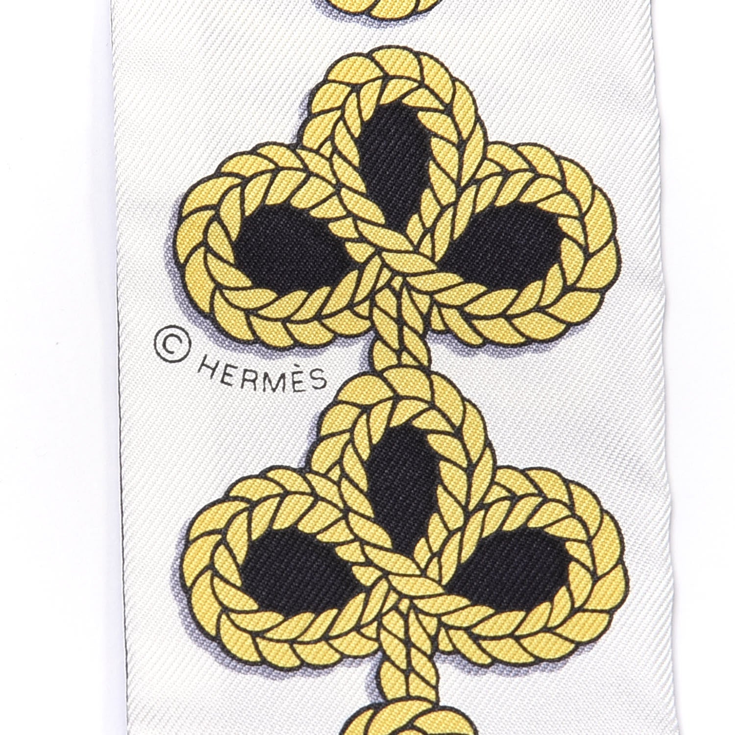 Hermes Silk Galons Et Brandebourg Twilly Black Gold White 4 of 4