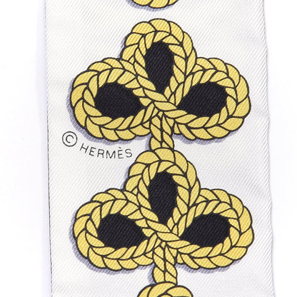 Hermes Silk Galons Et Brandebourg Twilly Black Gold White 4 of 4