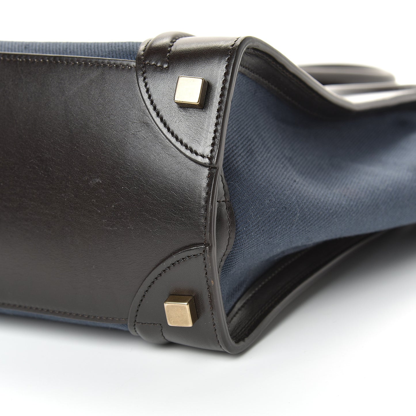 Textile Smooth Calfskin Micro Luggage Dark Blue Black
