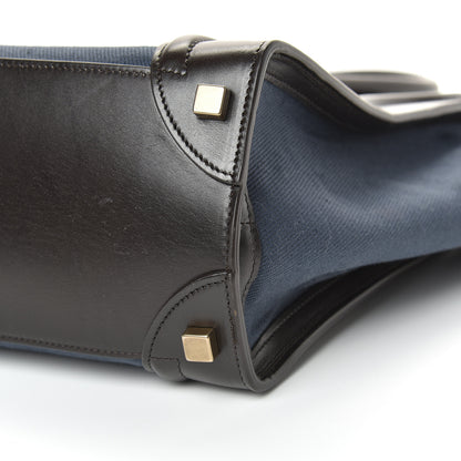 Celine Textile Smooth Calfskin Micro Luggage Dark Blue Black 9 of 17