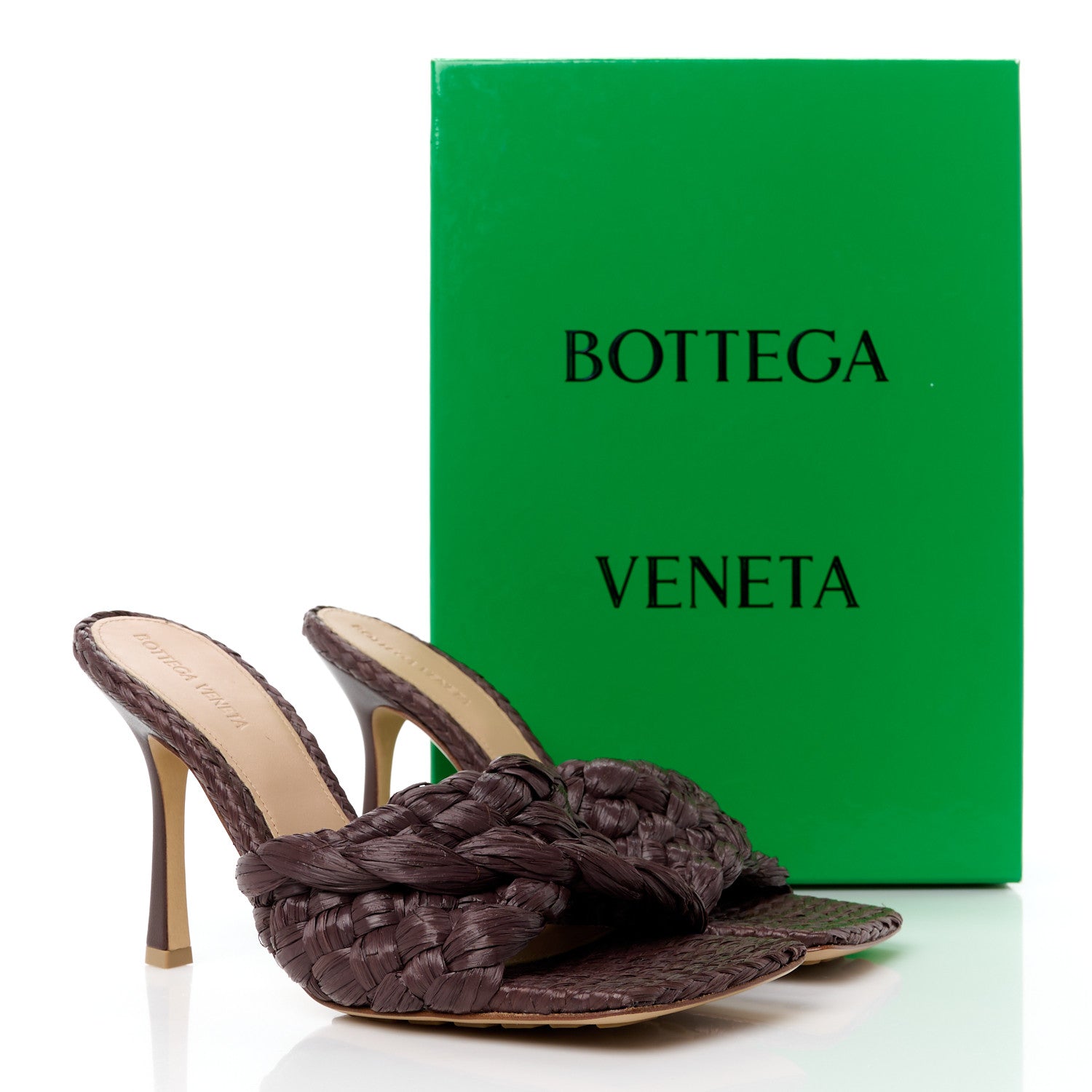 Bottega Veneta Raffia Twisted Intrecciato Stretch Mule Sandals 39