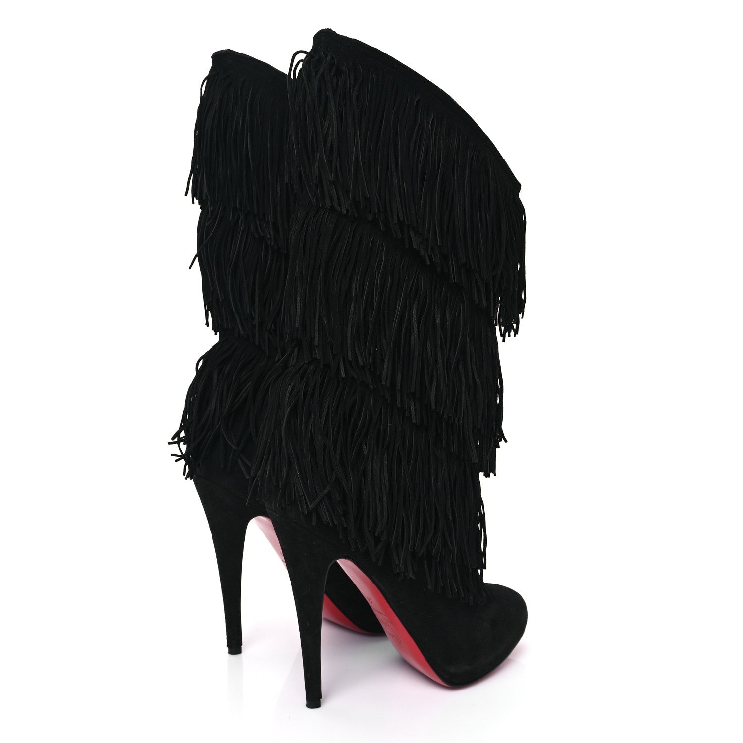Christian Louboutin Suede For Ever Tina Fringe 140 Boots 41 Black 4 of 7