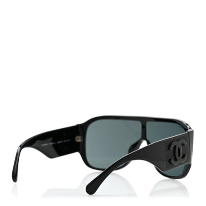 Chanel Acetate Crystal CC Shield Sunglasses 5466-B-A Black 4 of 9