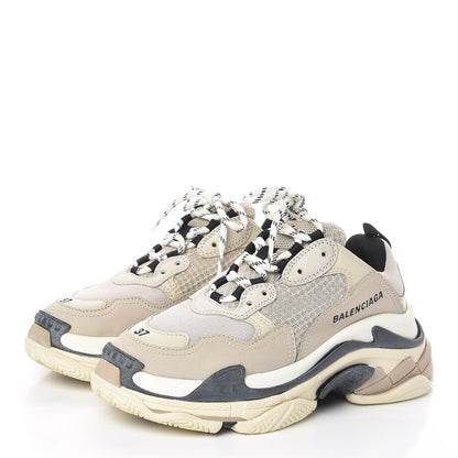 Balenciaga Fabric Mesh Womens Triple S Sneakers 37 Beige Black 3 of 10