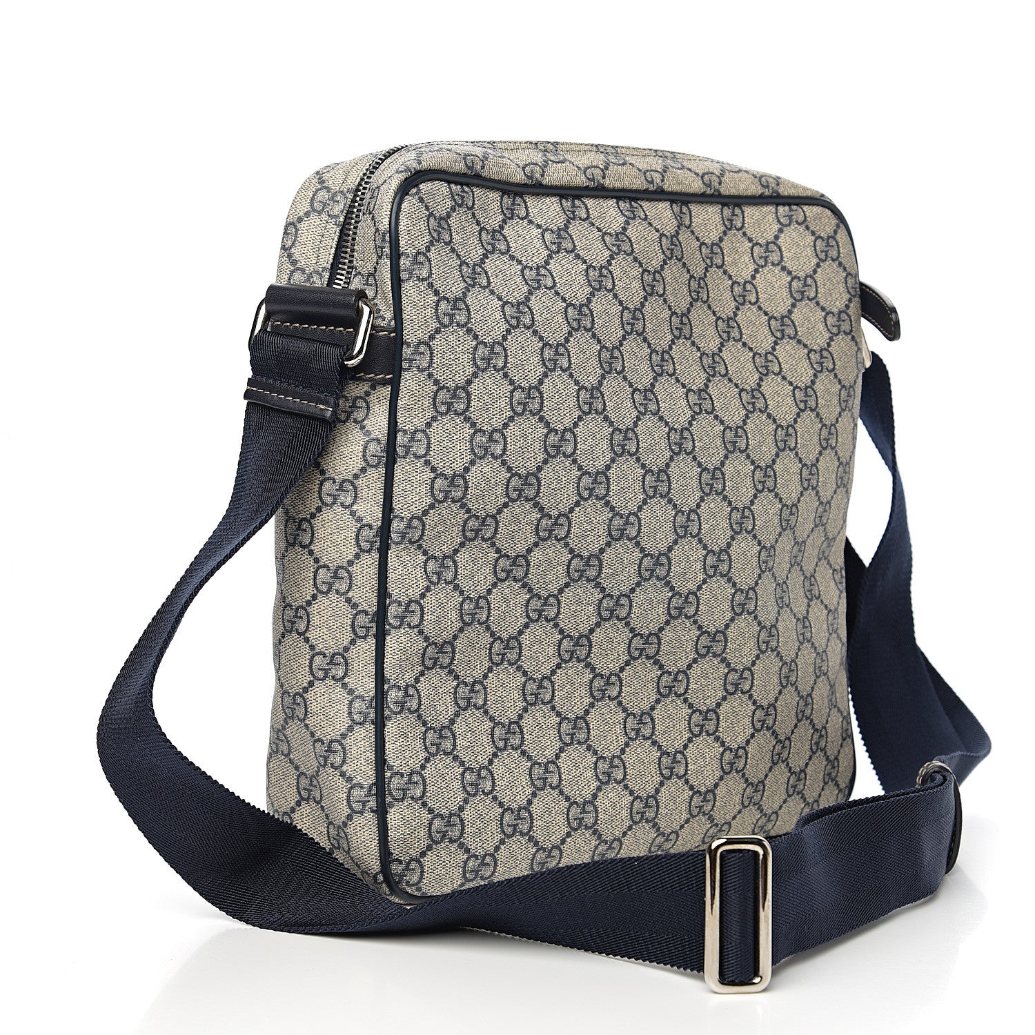 Gucci GG Plus Monogram Selleria Calfskin Medium Messenger Bag Beige Blue 2 of 10