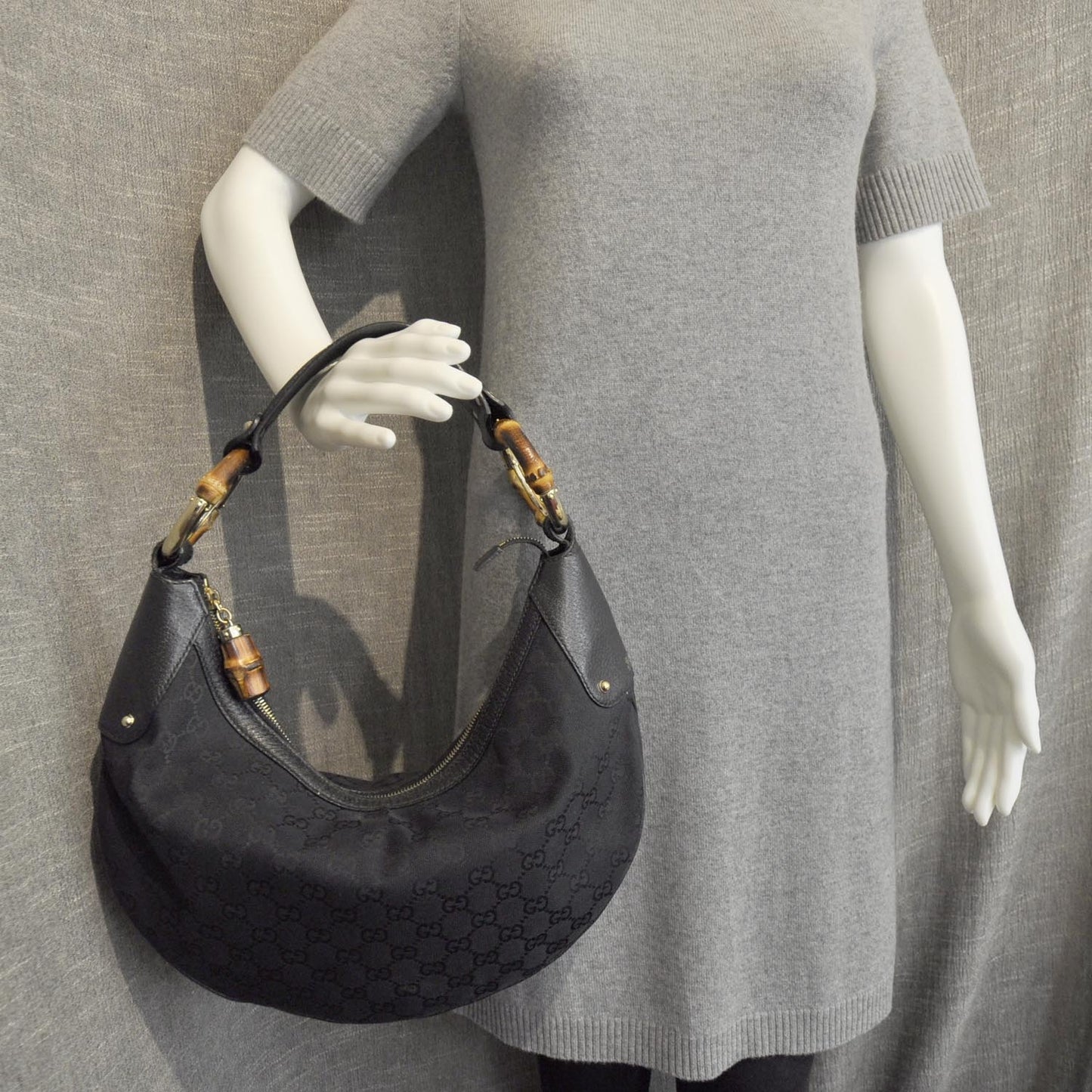 Monogram Bamboo Ring Hobo Black