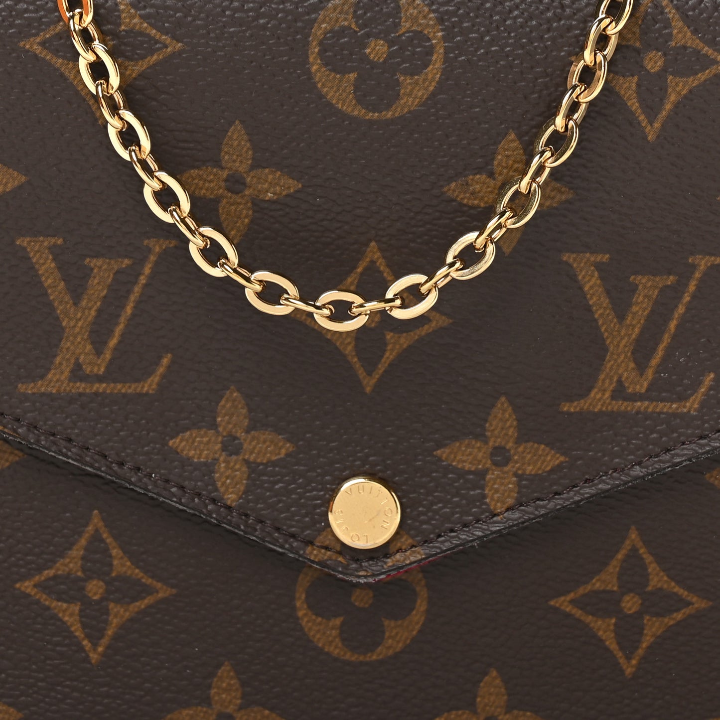 Monogram Pochette Felicie Chain Wallet Fuchsia