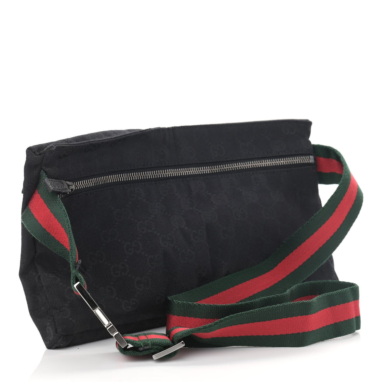 GG Monogram Web Double Pocket Belt Bag Black