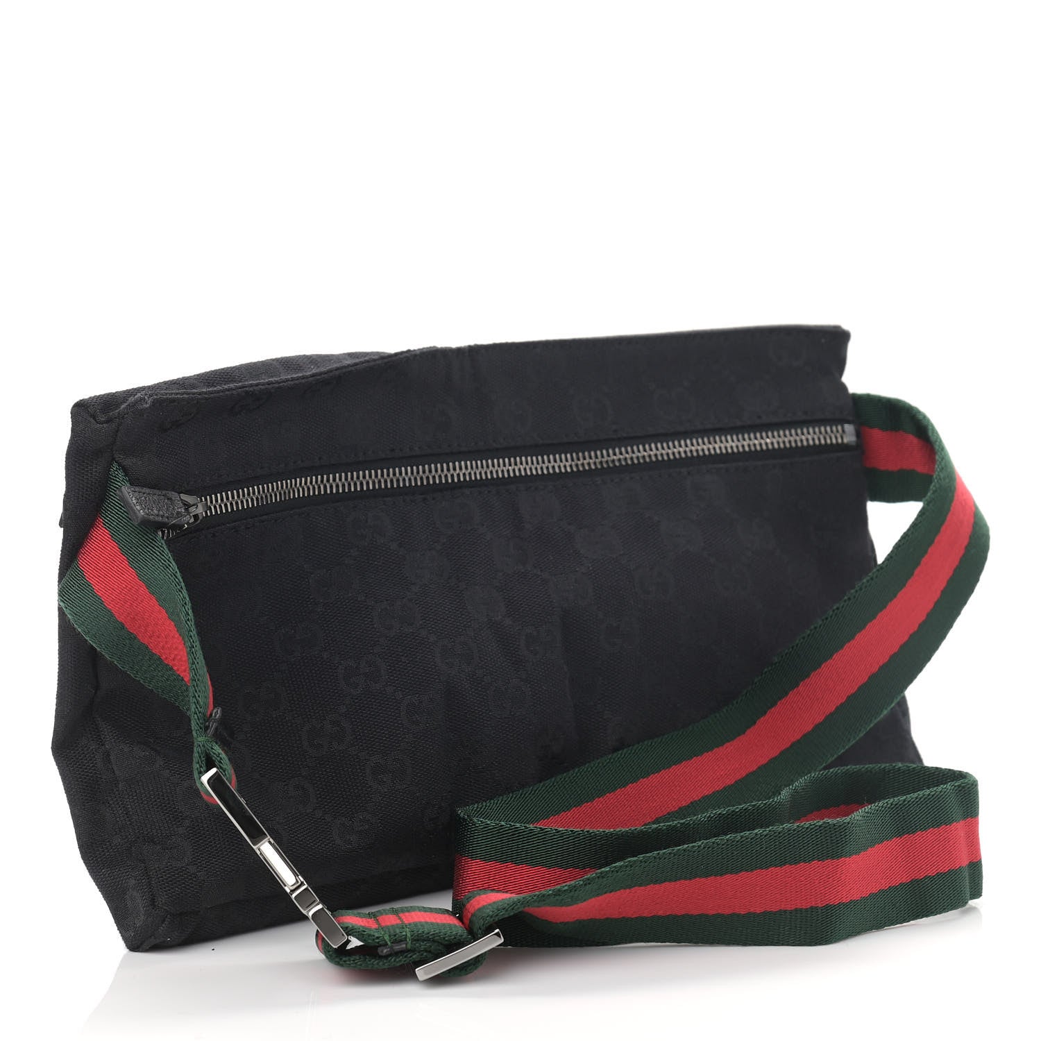 Gucci GG Monogram Web Double Pocket Belt Bag Black 2 of 12