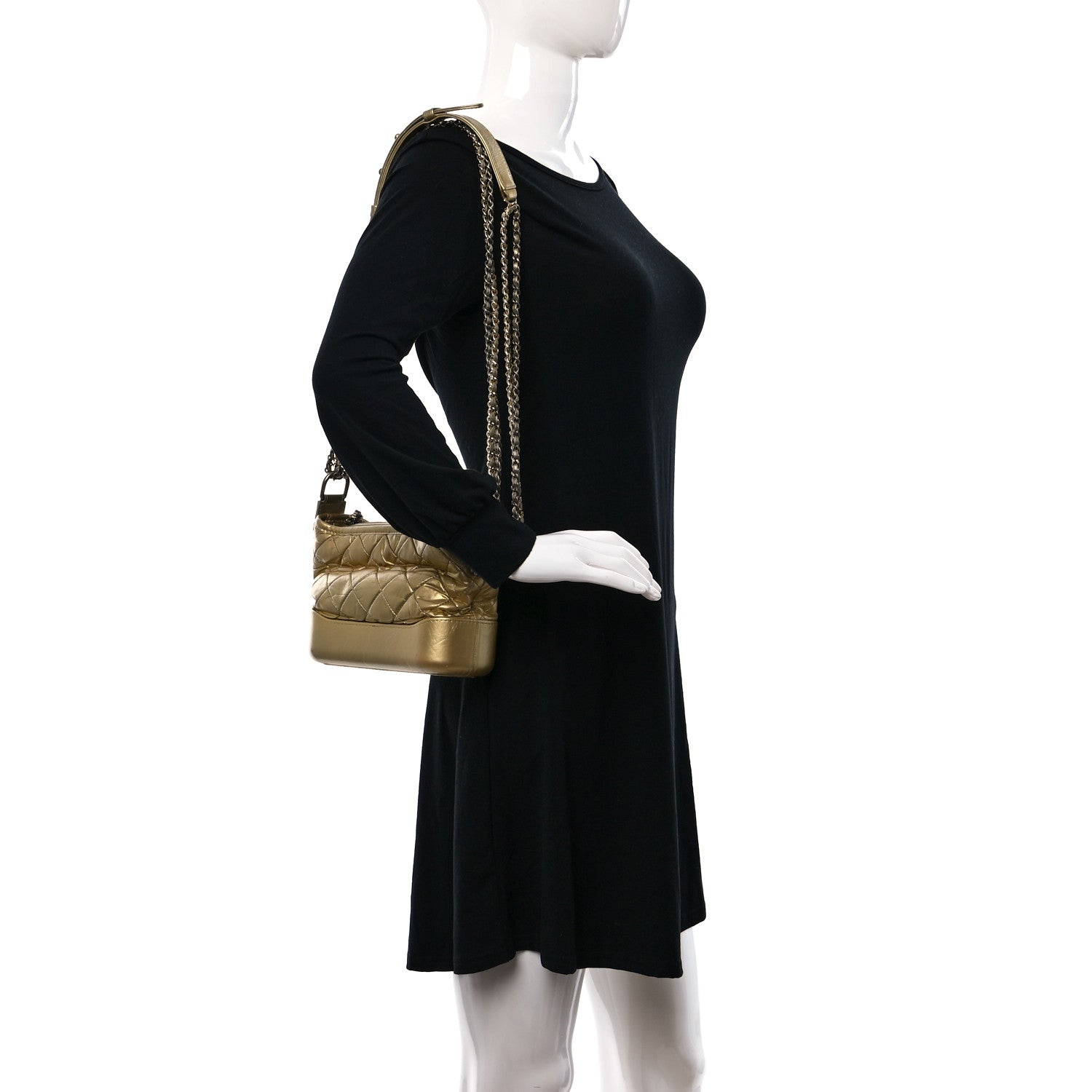 Chanel Metallic Aged Calfskin Quilted Small Gabrielle Hobo Gold 2 of 9