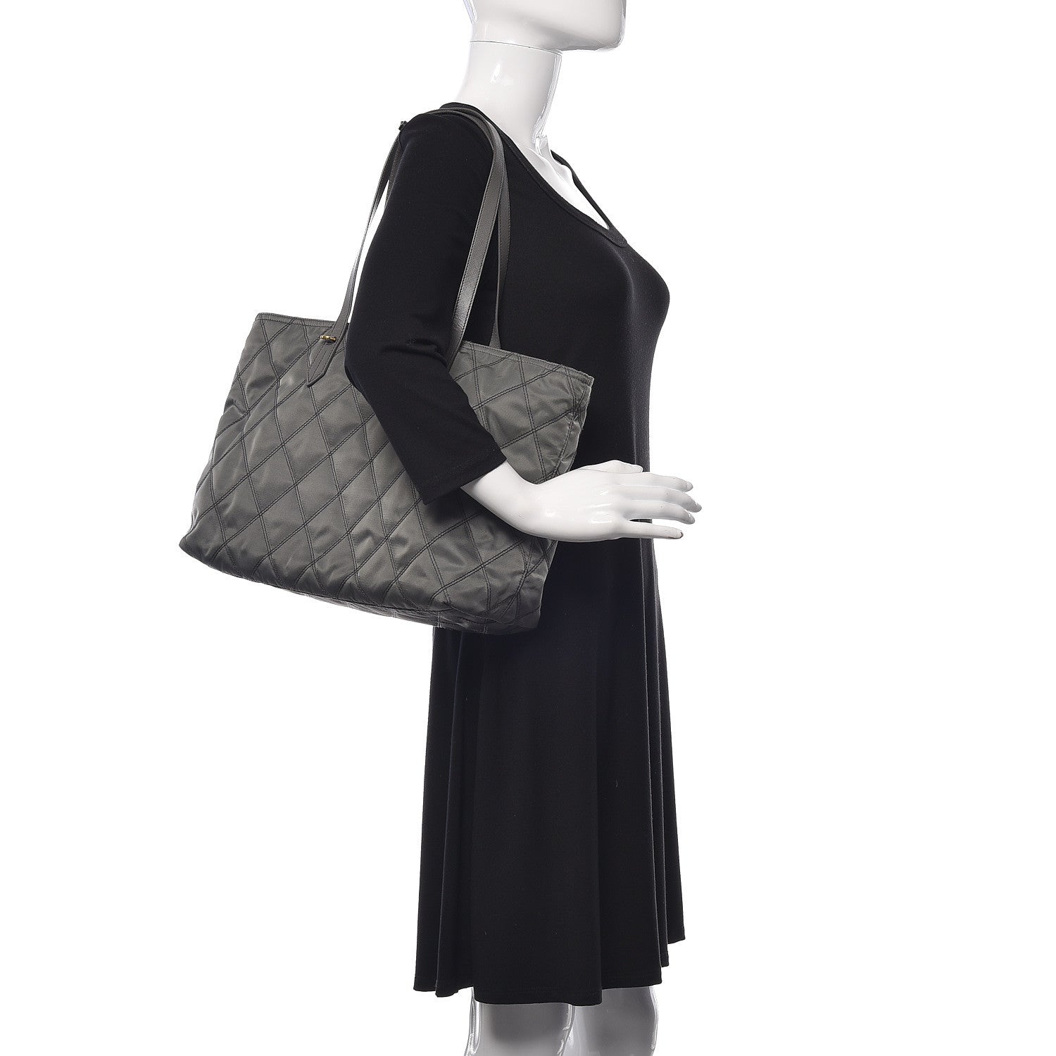 Prada Nylon Tessuto Impuntu Quilted Shopper Tote Ardesia 2 of 10