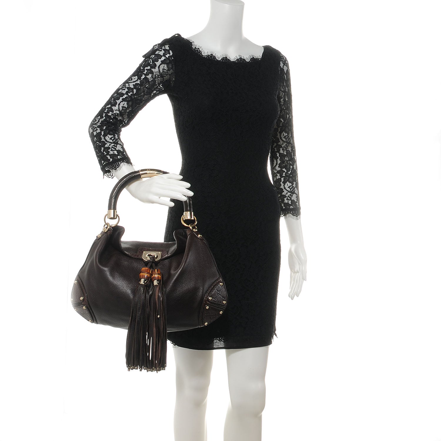 Gucci Leather Medium Indy Top Handle Bag Brown 2 of 7