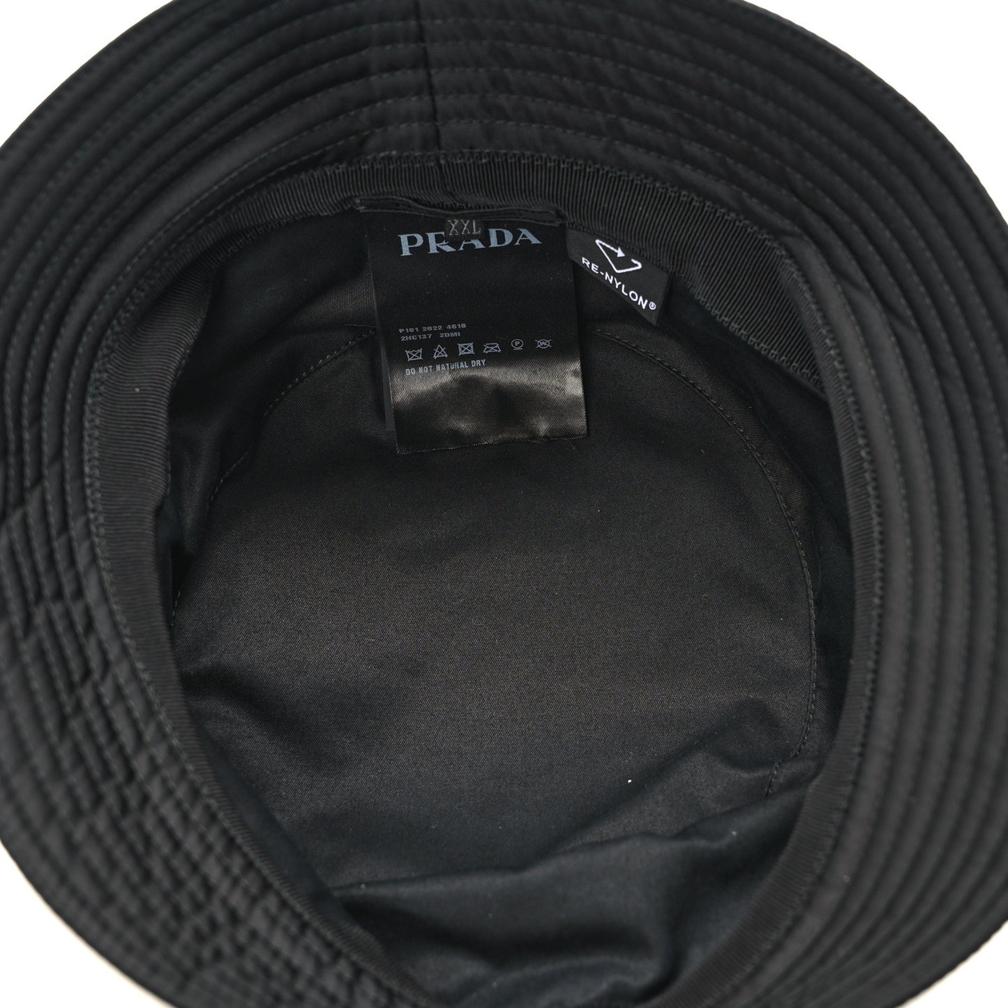 Re-Nylon Metal Triangle Logo Mens Bucket Hat XXL Black