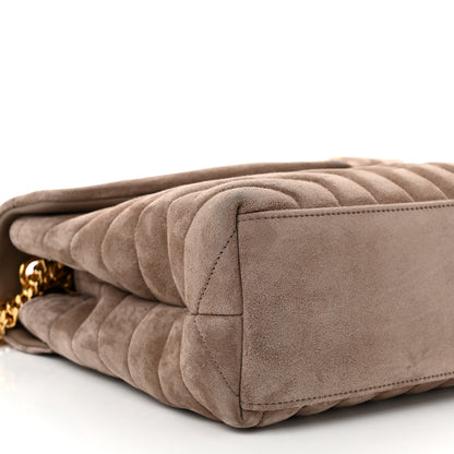 Saint Laurent Suede Y Quilted Monogram Medium Loulou Chain Satchel Taupe 9 of 11