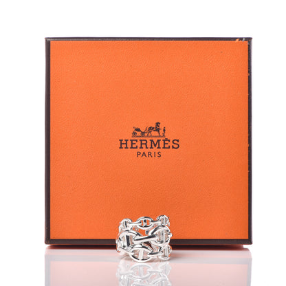 Hermes Sterling Silver GM Chaine d'Ancre Enchainee Band Ring 54 6.75 5 of 5