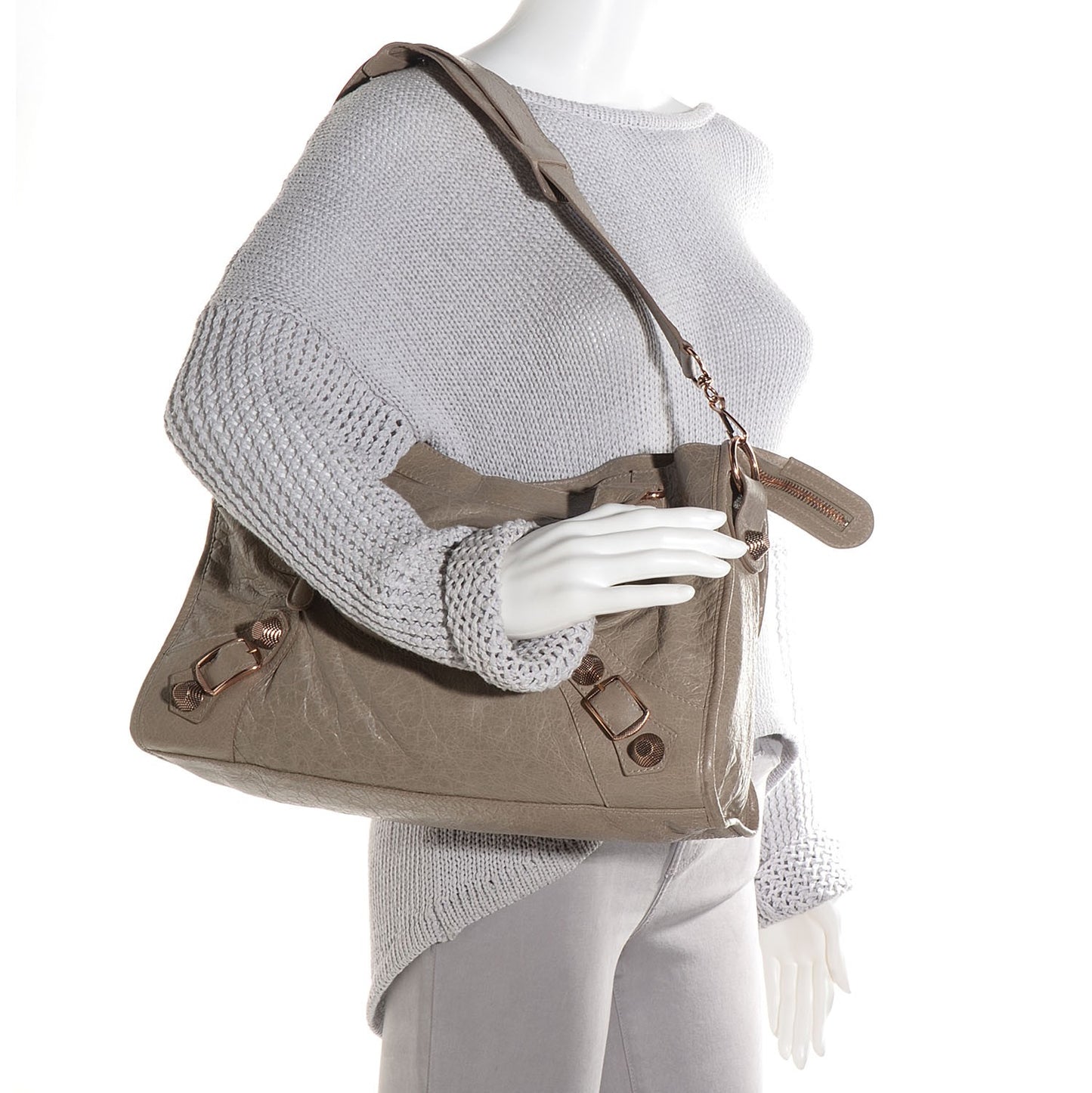 Agneau Giant 21 Rose Gold Hardware City Papyrus