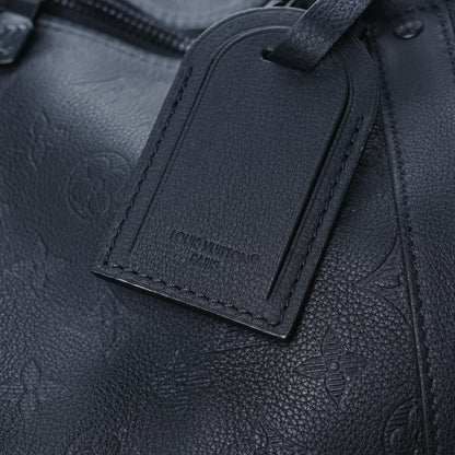 Louis Vuitton Calfskin Shadow Monogram Keepall Bandouliere 50 Black 5 of 9