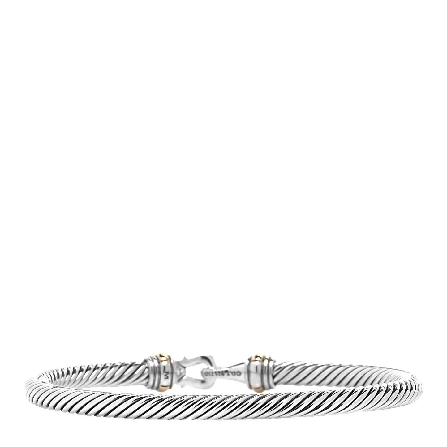 Sterling Silver 18K Yellow Gold 4mm Cable Buckle Bracelet
