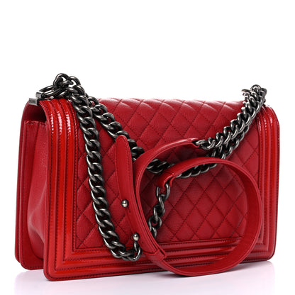 Chanel Patent Goatskin Quilted New Medium Boy Flap Red 3 of 14