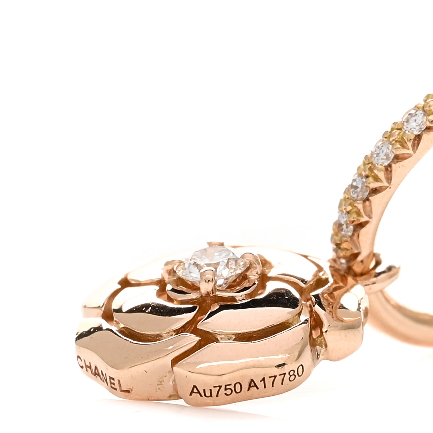 18K Rose Gold Diamond Extrait de Camelia Drop Earrings