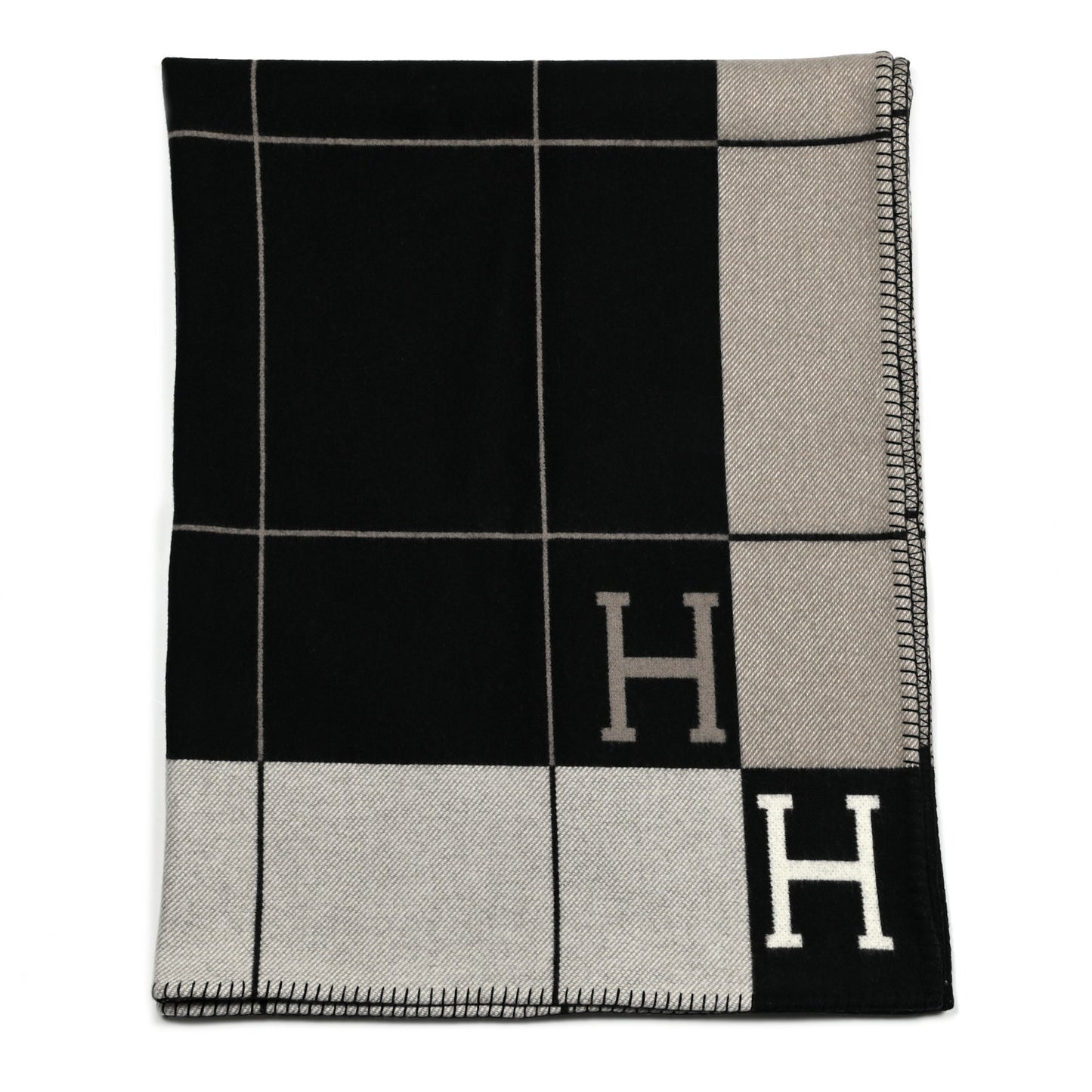 Wool Cashmere Avalon III Blanket Ecru Black