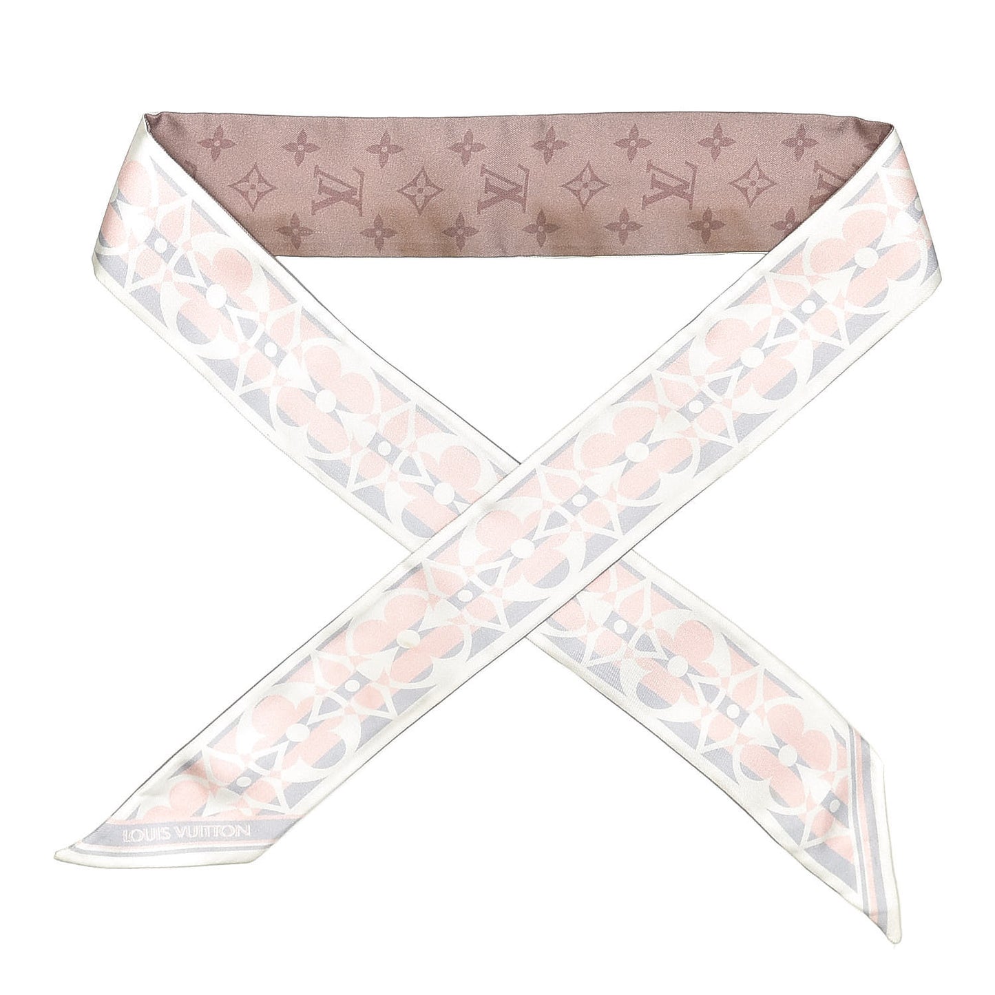Silk Monogram Flower Ink BB Bandeau Light Pink