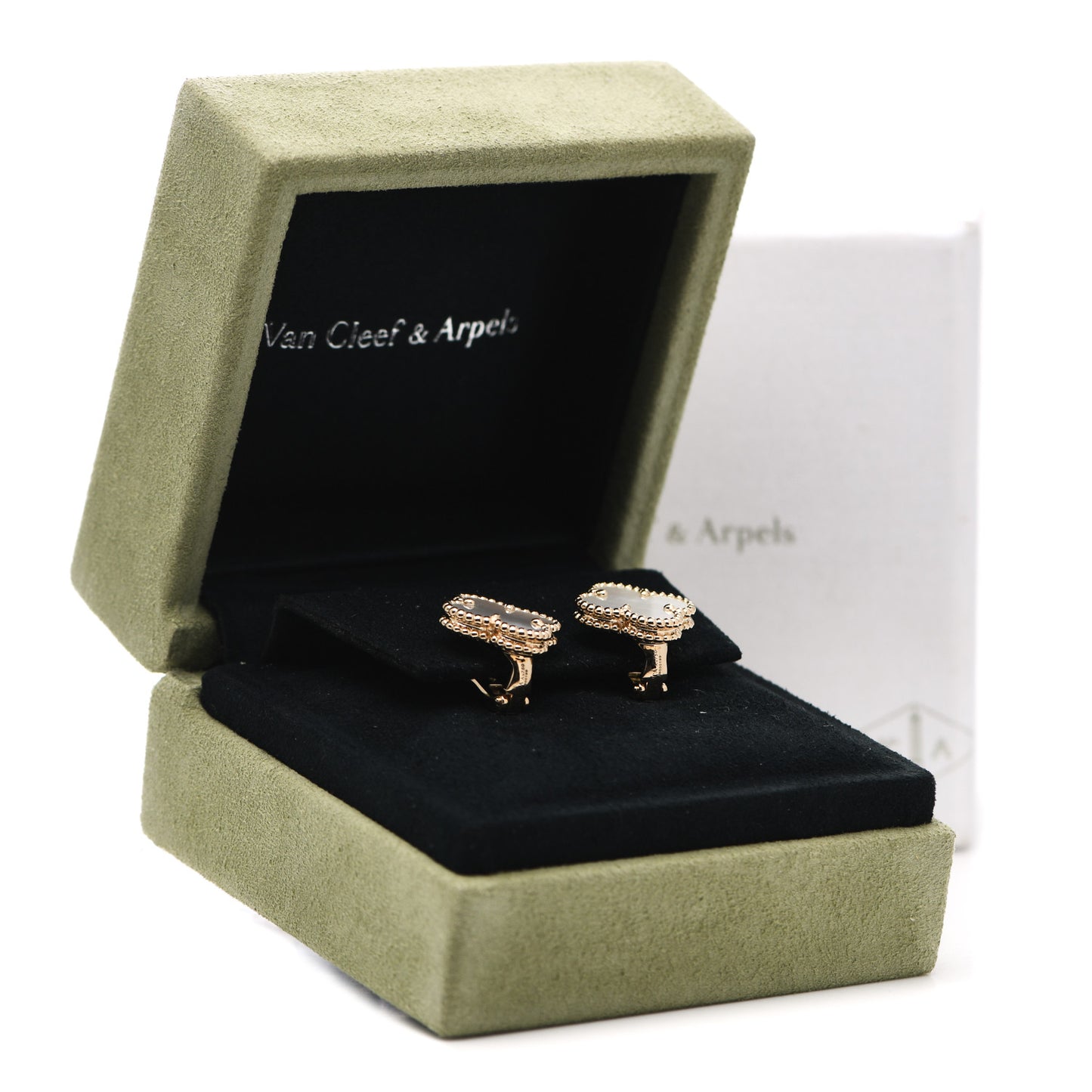 18K Yellow Gold Mother of Pearl Vintage Alhambra Earrings