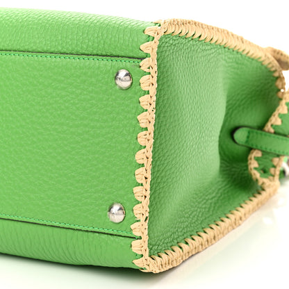 Fendi Cuoio Romano Selleria Raffia Bi-Color Woven Medium Peekaboo X-Lite Tomatillo Paglia 9 of 9