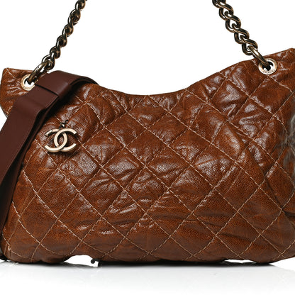 Chanel Crumpled Grained Calfskin Coco Pleats Hobo Brown 8 of 17